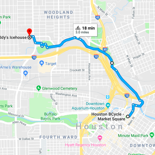 Downtown to The Heights - An ideal brunch ride. Stops include Market Square Park, Bobcat Teddy’s , Batanga, Onion Creek Coffee House, and Hearsay.