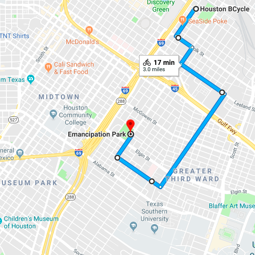 EaDo to Emancipation Park - Hit the EaDo strip before heading to Third Ward’s gorgeous Emancipation Park. Stops include Doshi House, Truck Yard, and Warehouse Live.